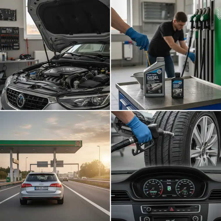 Mechanik sprawdzający filtr DPF przed długą trasą, przygotowanie diesla do skutecznego dopalania filtra cząstek stałych