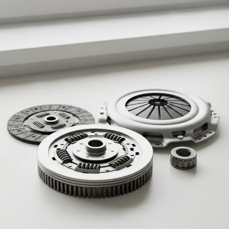 Mechanik sprawdzający koło dwumasowe w silniku diesla 2.0 podczas wyceny kosztów wymiany dwumasy w 2026 roku