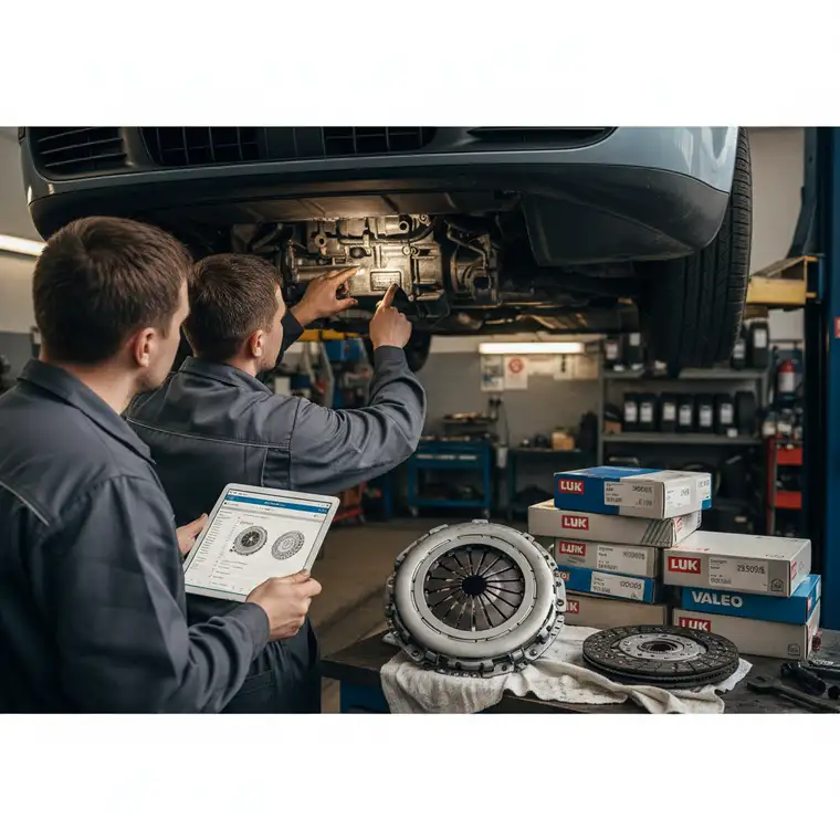 Zestaw sprzęgło plus dwumasa do Skody Octavii 1.9 TDI dobrany po numerze silnika, widok nowych części przed montażem