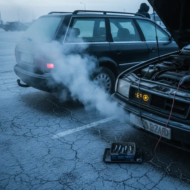 Zimowy rozruch diesla przy mrozie, biały dym z wydechu i objawy uszkodzenia świec żarowych poniżej minus 10 stopni