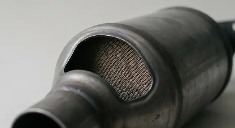 Mechanik sprawdzający DPF w używanym dieslowym kombi z Niemiec podczas oględzin przed zakupem, aby ocenić stan filtra cząstek stałych
